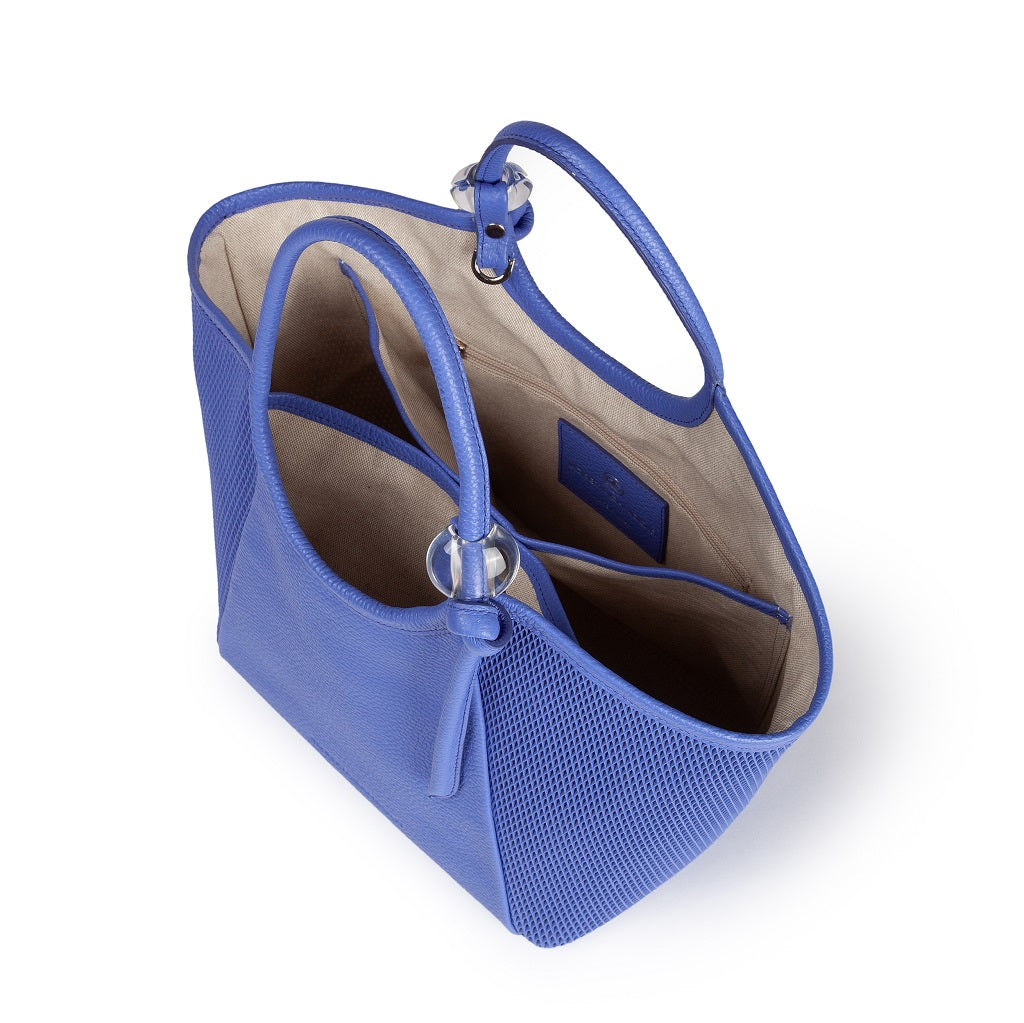 Gaia – Grained and Micro-Perforated Leather Bag with Adjustable Handles and Internal Divider
