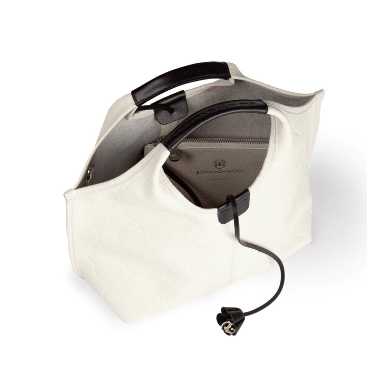Viola handbag in pelle con delicata stampa floreale e tracolla staccabile
