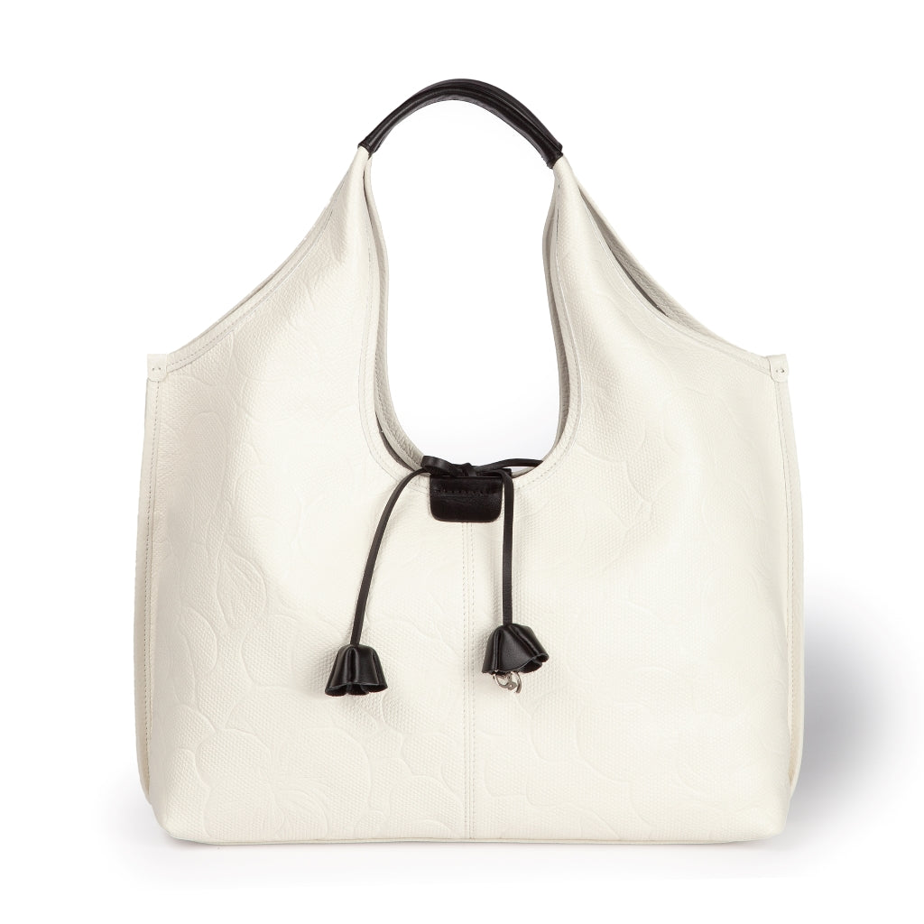 Viola Leather shopper with delicate floral print