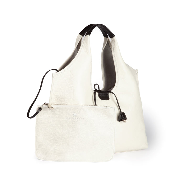 Viola Leather shopper with delicate floral print