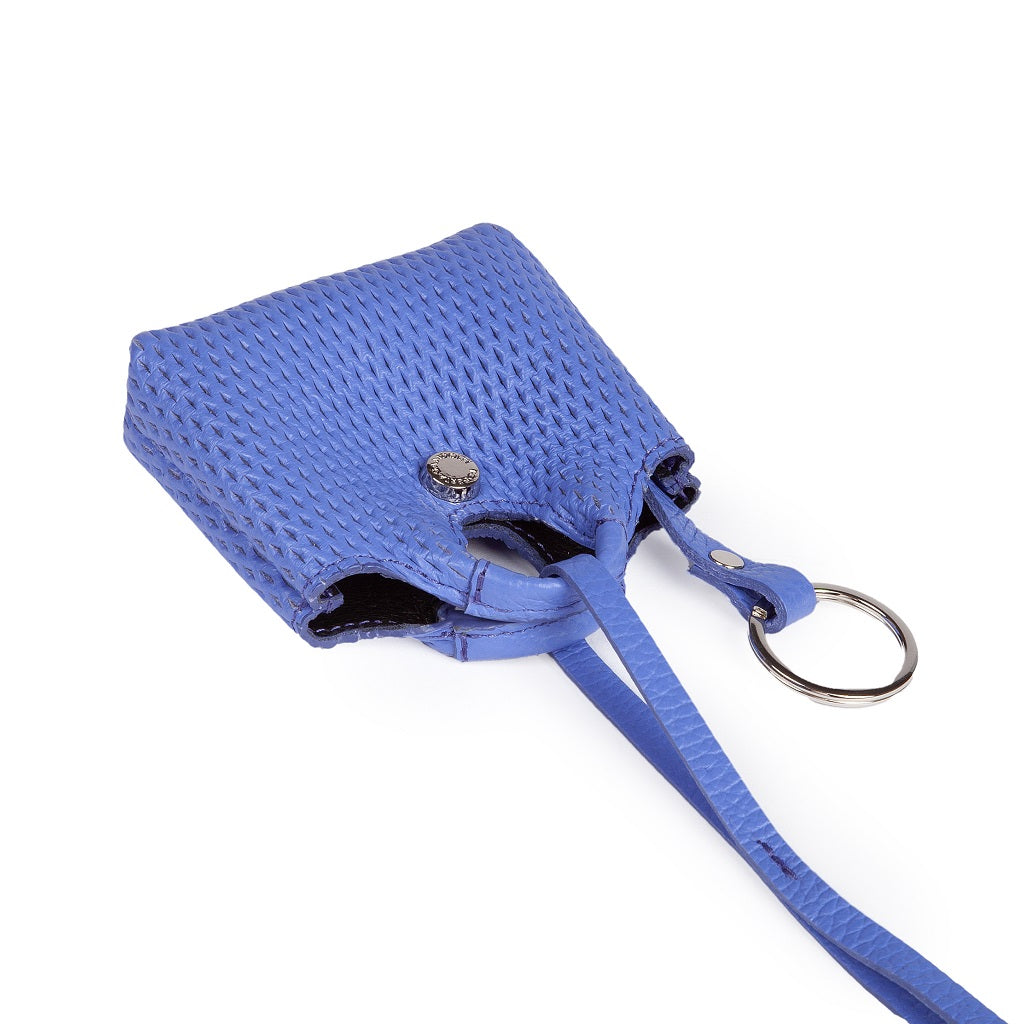 Woven charms air pods holder in braided printed leather