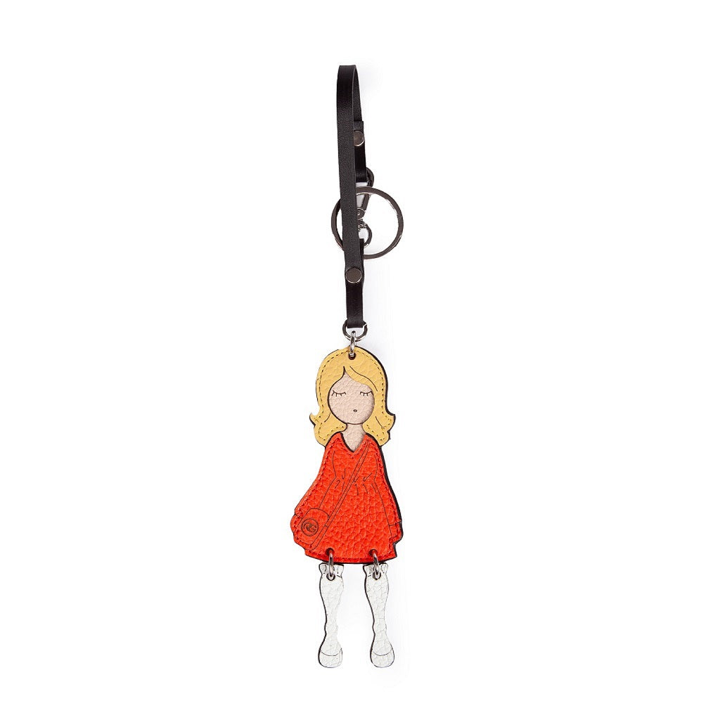 Iconic Roberta Portachiavi Charms in pelle martellata