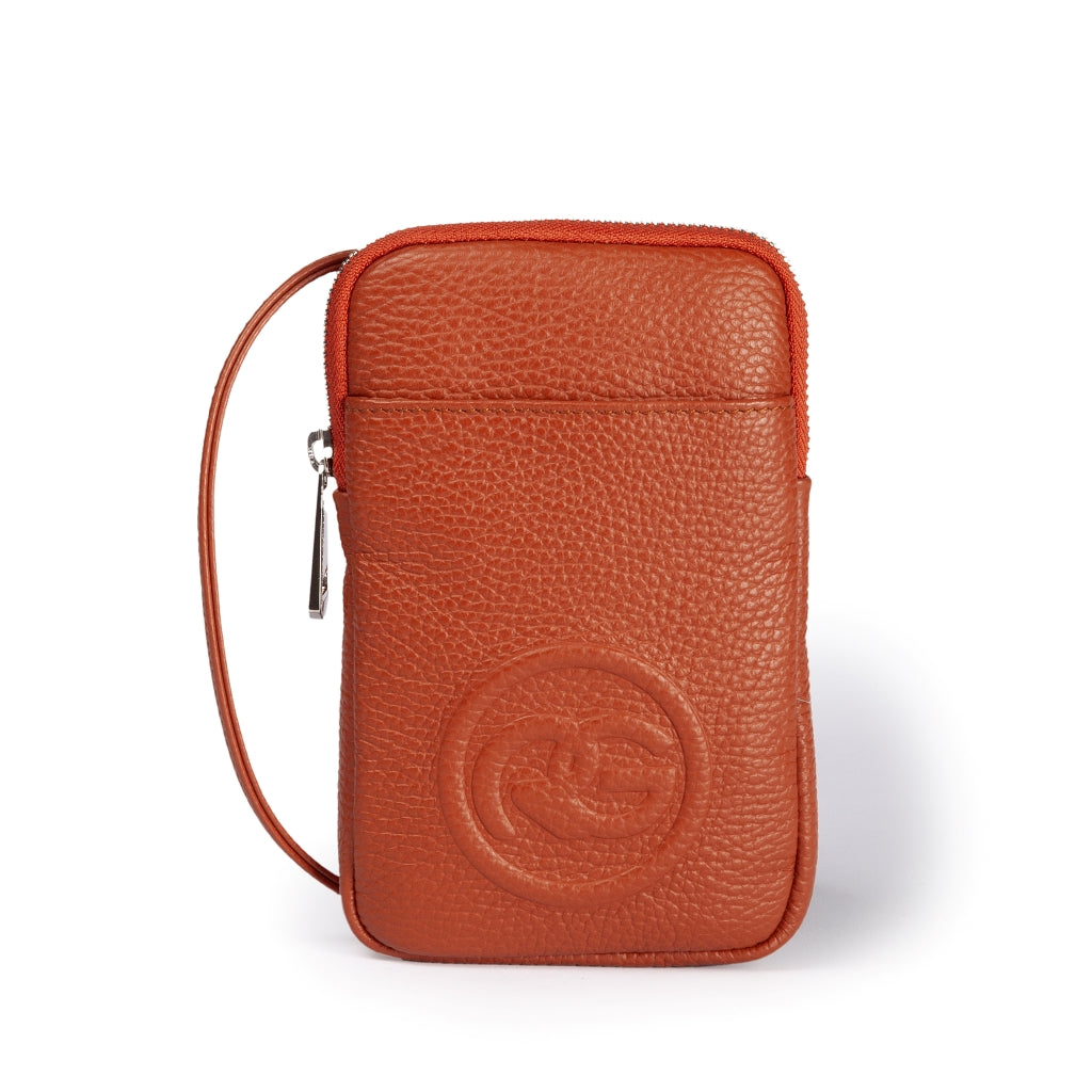 RG Phone holder  in pelle di vitello con tracolla staccabile e regolabile