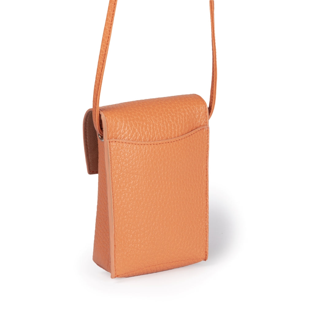Elodie minibag and phoneholder in leather with practical external pocket and adjustable shoulder strap