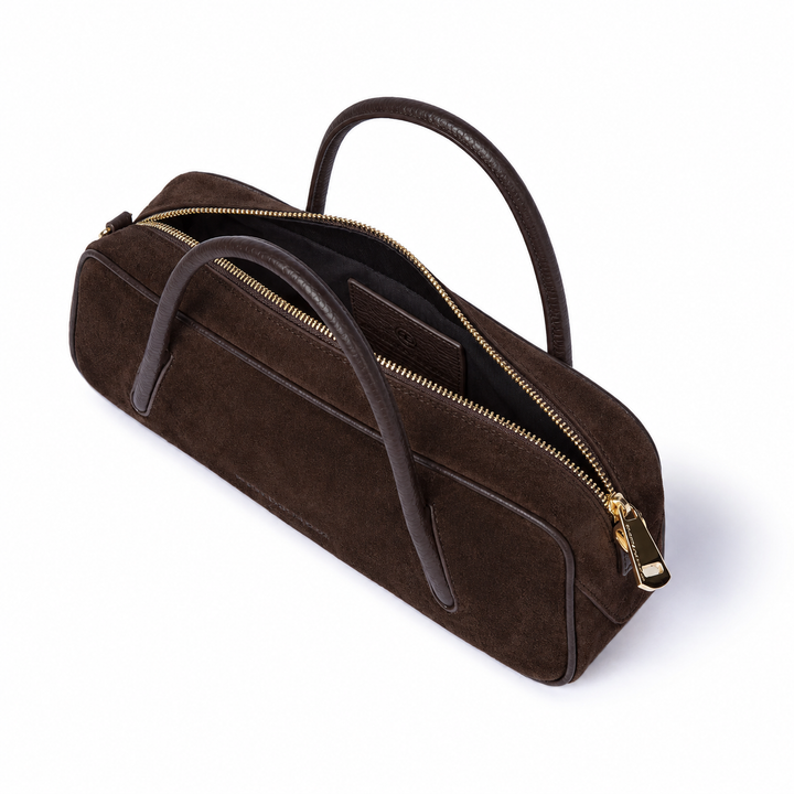 Celine East-West Small Suede – Suede and Grained Leather Bag with Shoulder Strap