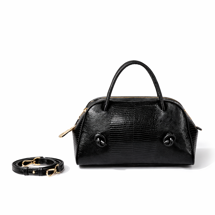 Alina Handbag Tejus borsa a mano in pelle di vitello stampa lucertolino glossy con tracolla staccabile