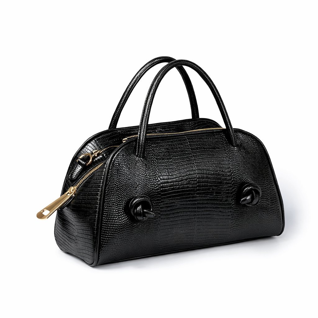 Alina Handbag Tejus borsa a mano in pelle di vitello stampa lucertolino glossy con tracolla staccabile