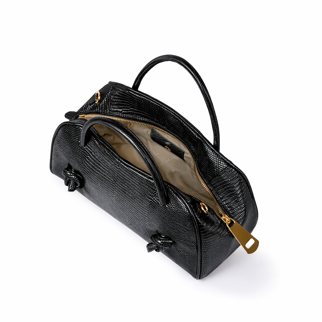 Alina Handbag Tejus borsa a mano in pelle di vitello stampa lucertolino glossy con tracolla staccabile