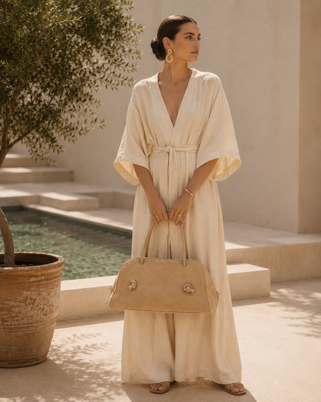 Alina Suede Bowling Bag in suede with adjustable handles