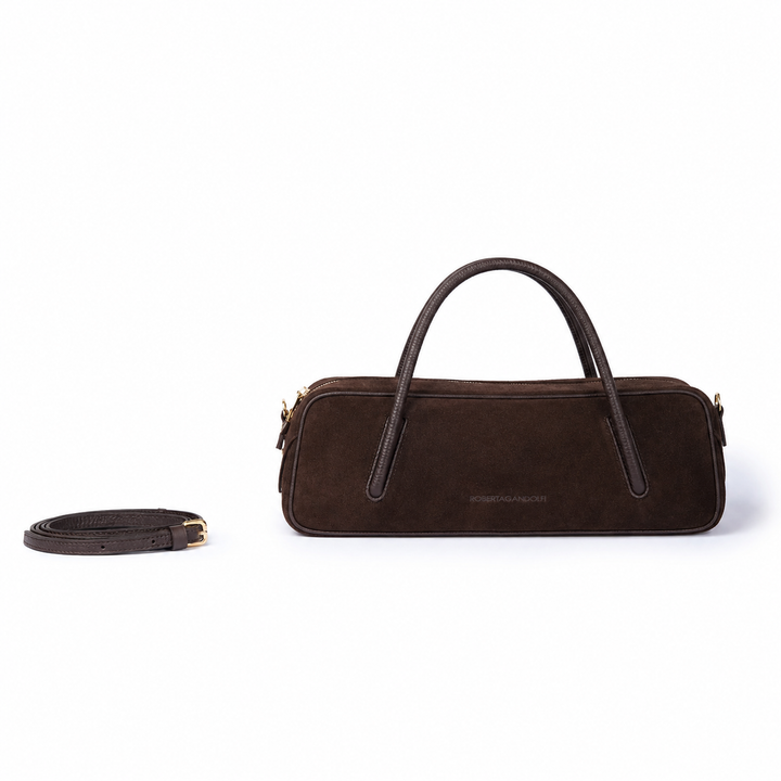 Celine East-West Small Suede – Suede and Grained Leather Bag with Shoulder Strap
