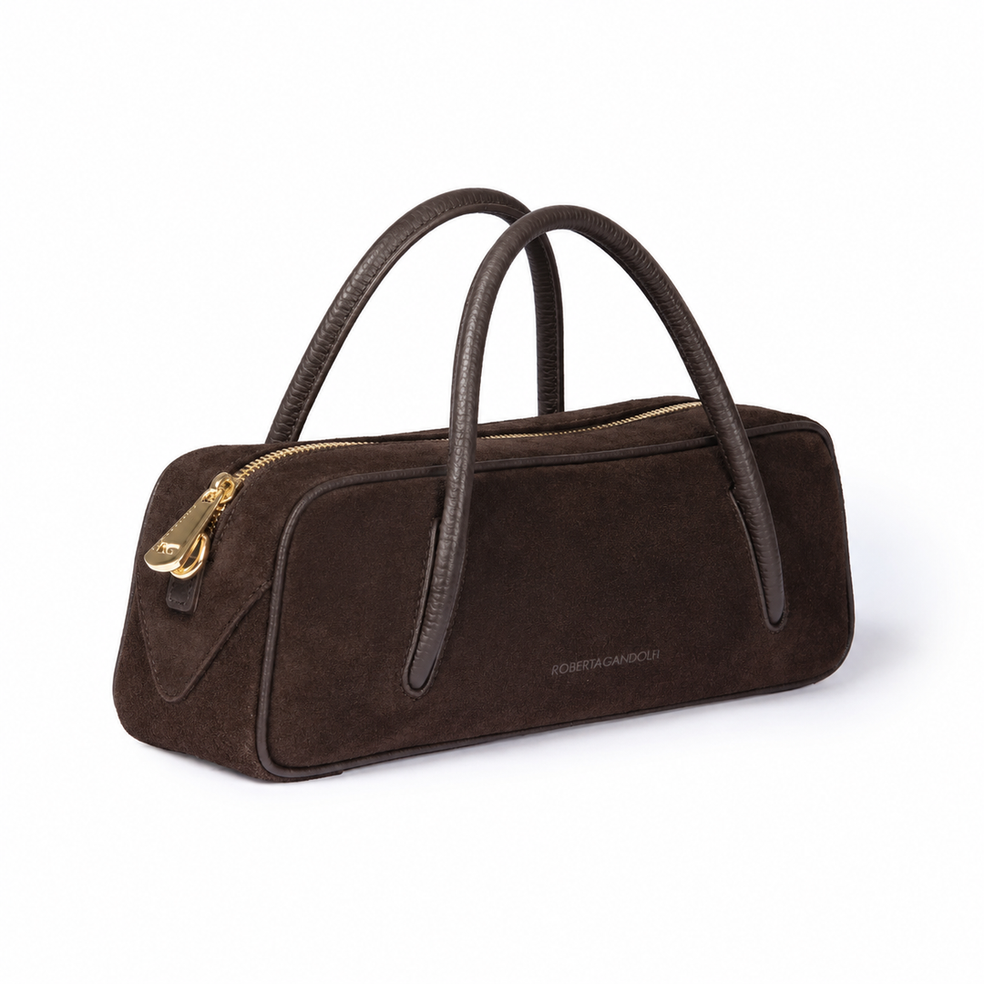 Celine East-West Small Suede – Suede and Grained Leather Bag with Shoulder Strap