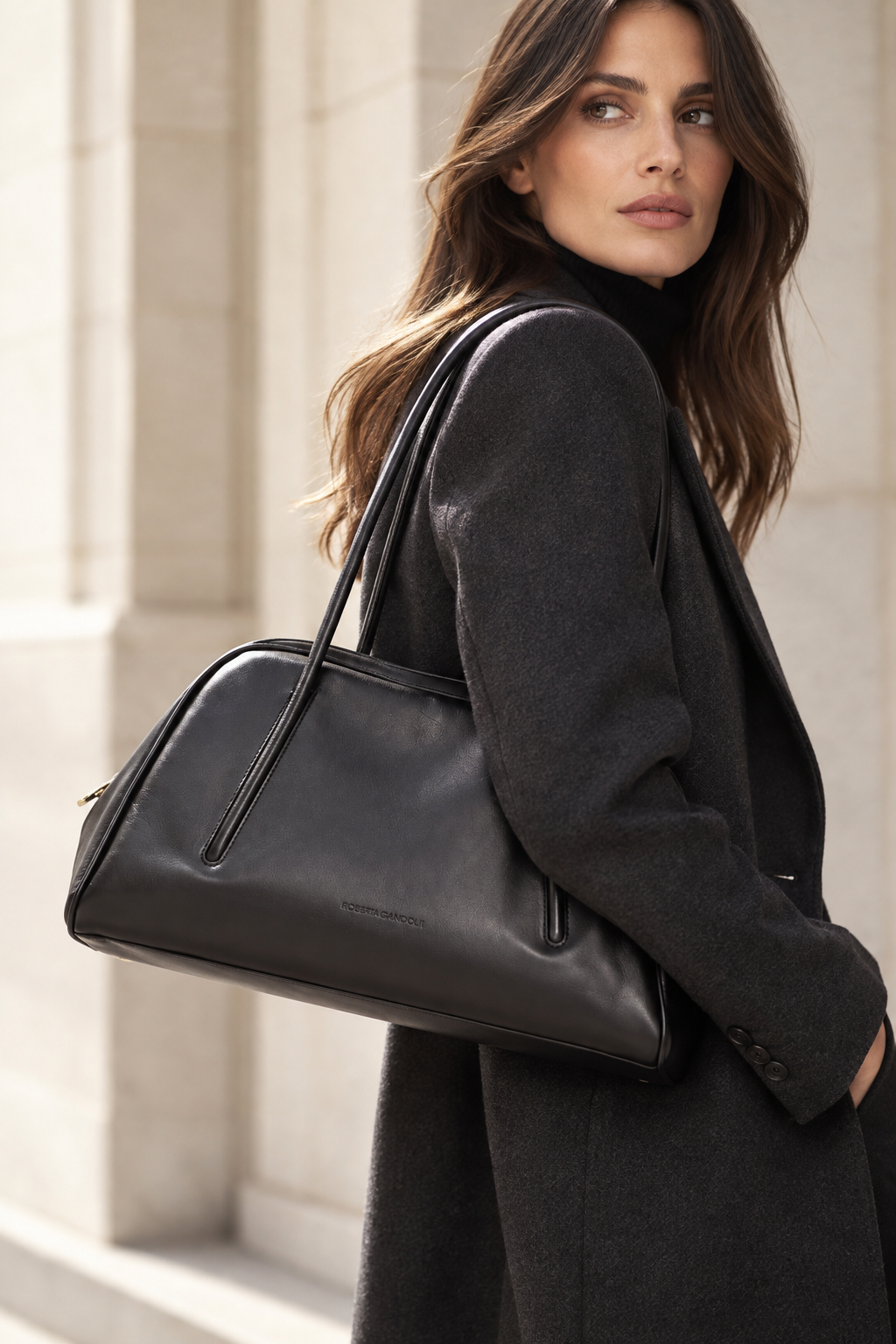 Celine Bowling  – Borsa in Pelle Liscia di Vitello con Manici Incassati