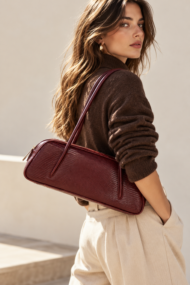 Celine East-West  Tejus – Borsa Allungata in Pelle Stampa Lucertolino con Manici Incassati