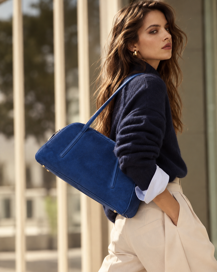 Celine Bowling Suede – Suede and Grained Leather Bag with Integrated Handles