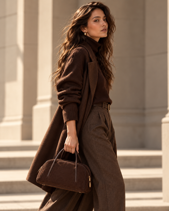Celine Handbag Suede – Borsa Bauletto in Camoscio e Pelle Martellata con Tracolla