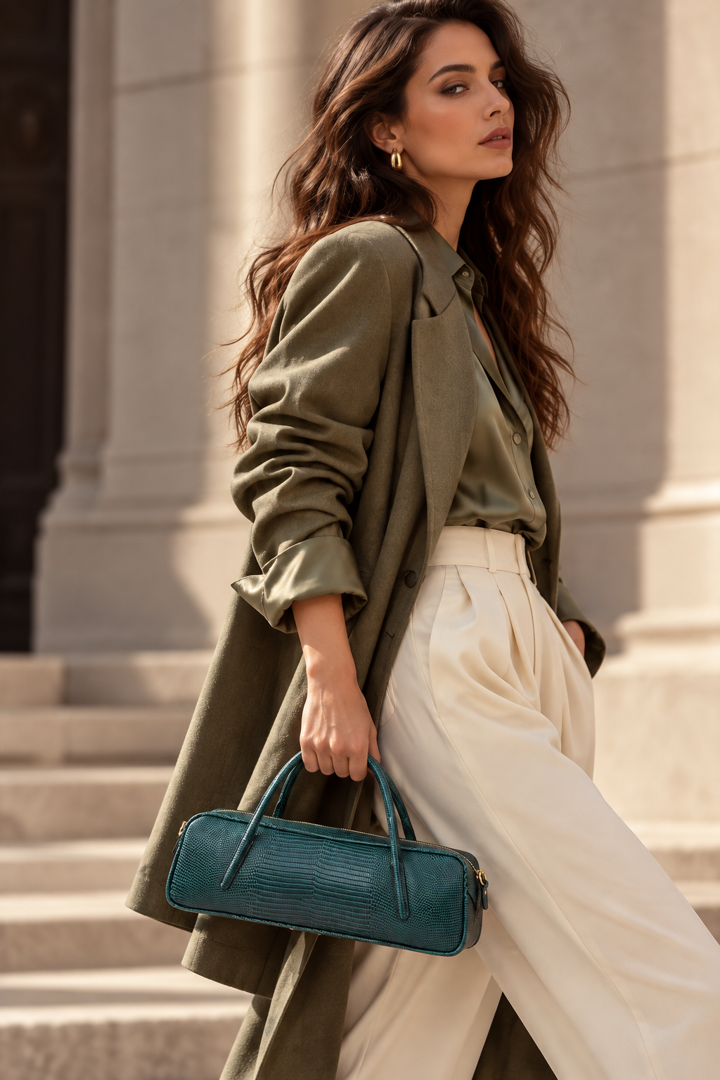 Celine East-West Small Tejus – Lizard-Print Leather Bag with Shoulder Strap