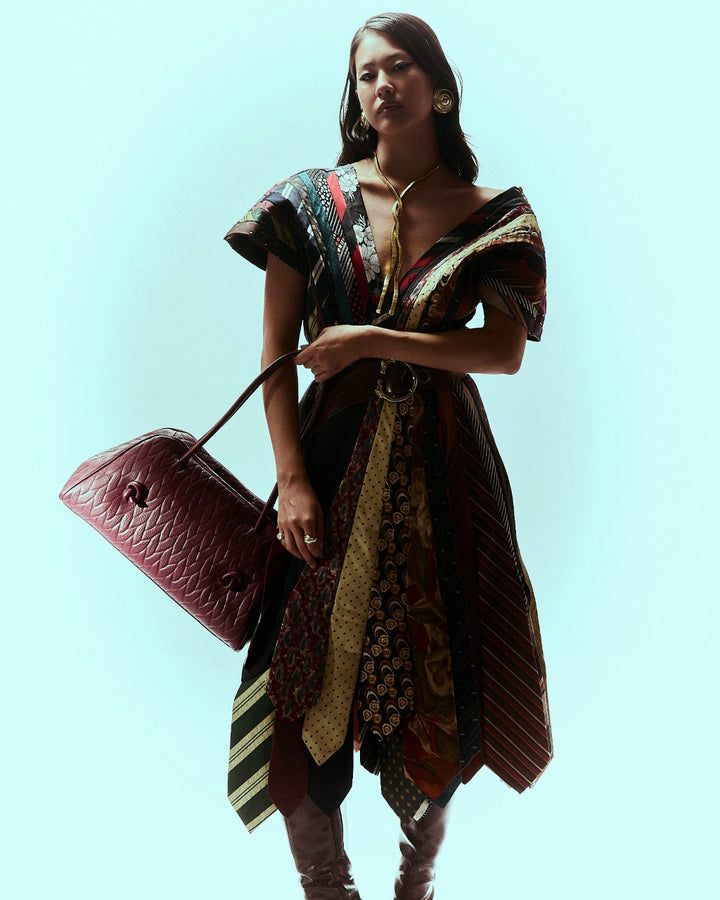 Alina Bowling in pelle stampa treccia con manici regolabili