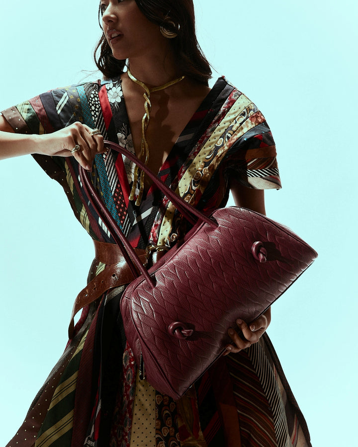 Alina Bowling in pelle stampa treccia con manici regolabili