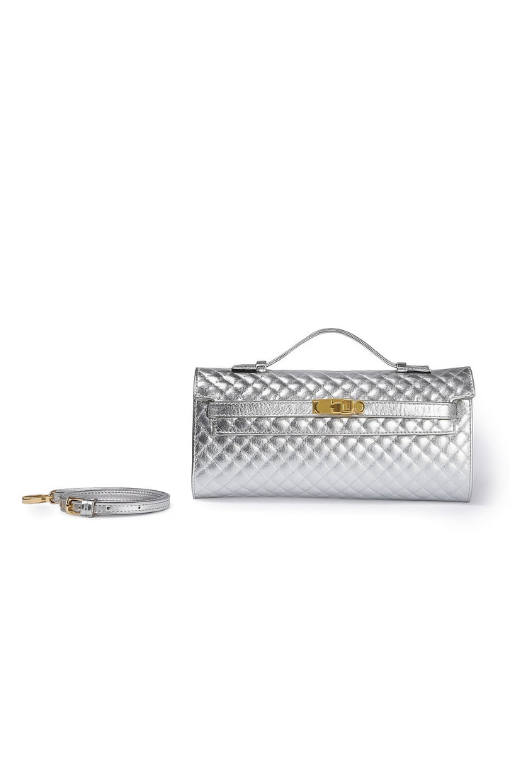 Jade Woven cluch borsa in pelle con chiusura  manico retrattile e tracolla staccabile e regolabile
