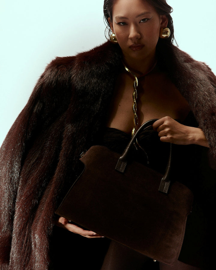 Elodie bowling medium leather handbag with detachable and adjustable shoulder strap