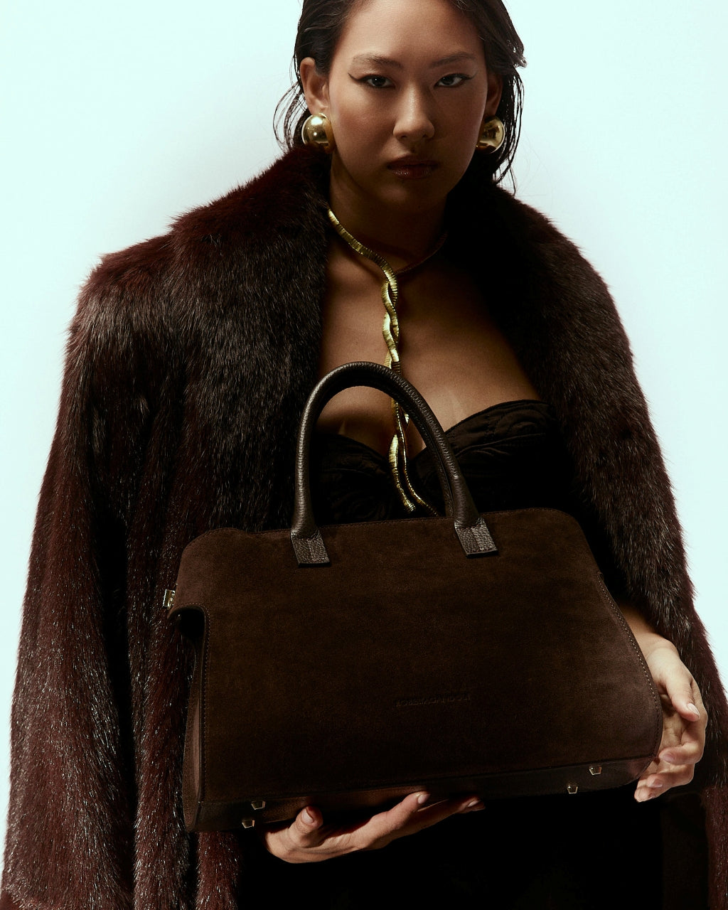 Elodie bowling medium leather handbag with detachable and adjustable shoulder strap