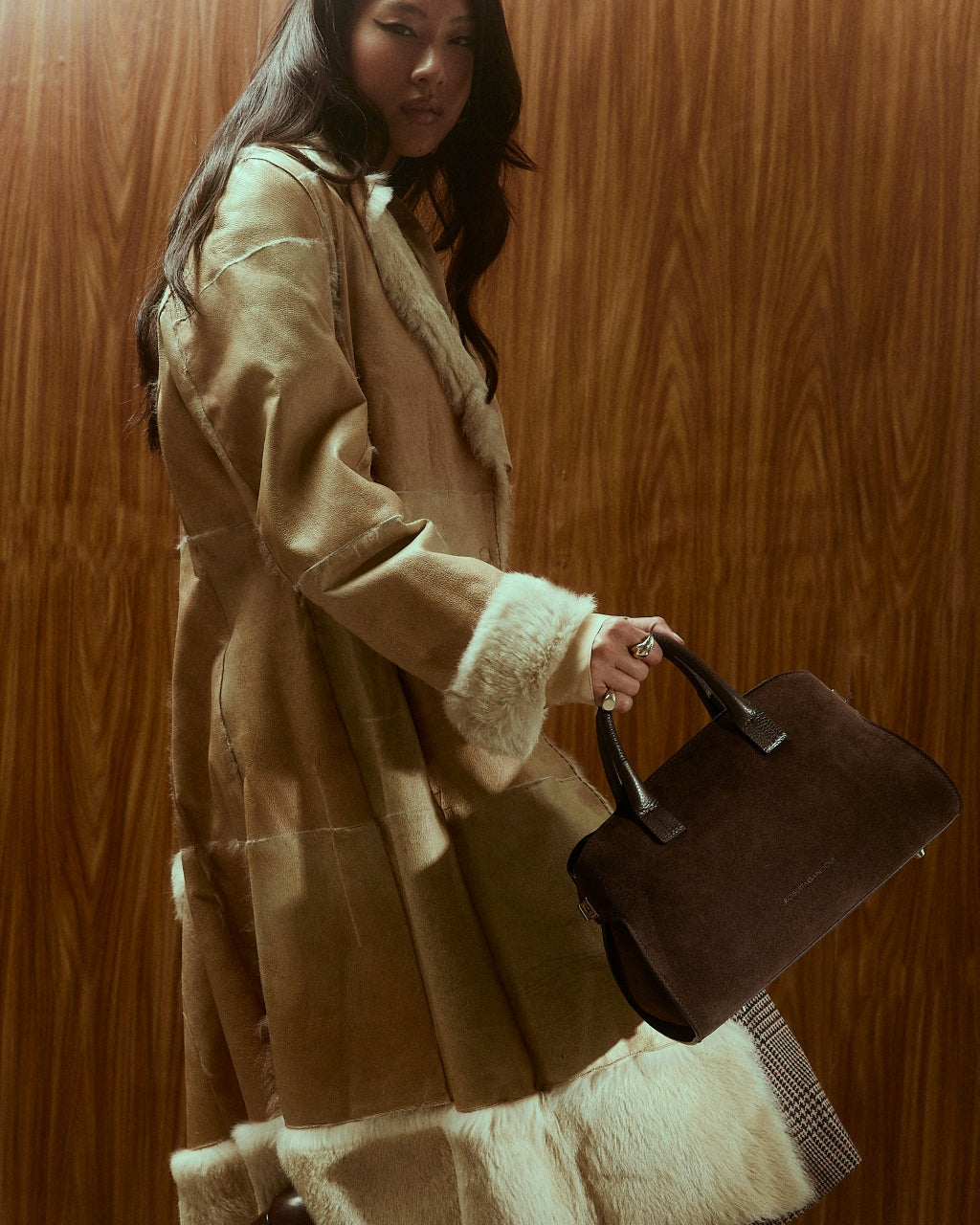 Elodie bowling small leather handbag with detachable and adjustable shoulder strap