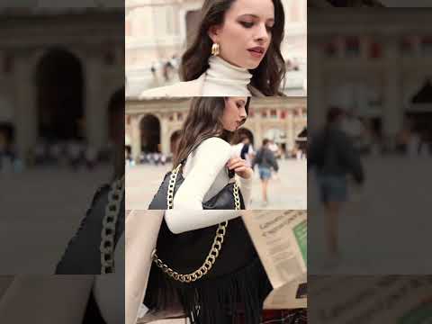 Amina small leather handbag with wrapped tubular handle and detachable shoulder strap