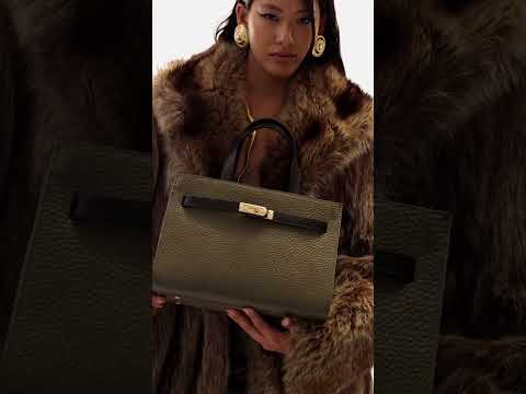 Frida Handbag in hammered leather with adjustable fabric shoulder strap