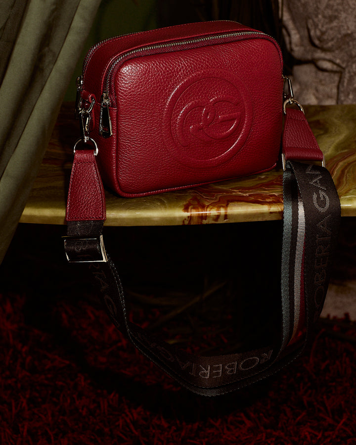 Roberta Pelle camera and leather crossbody with double compartment and detachable shoulder strap