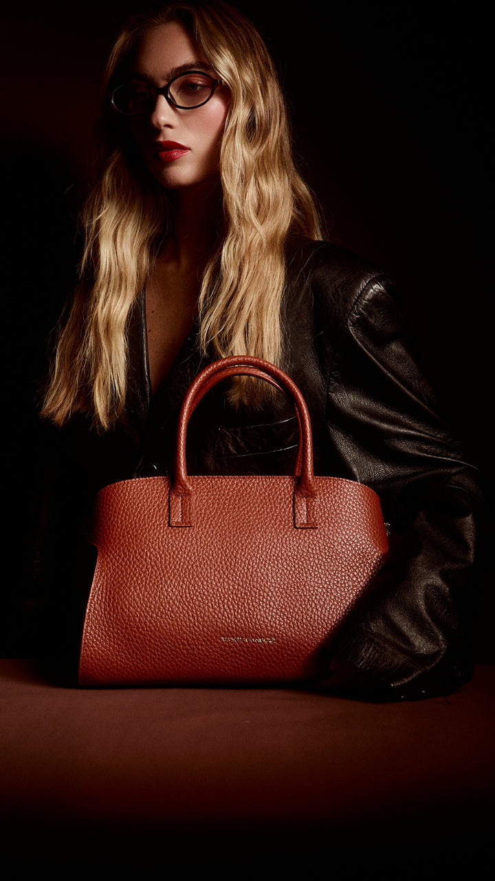 Elodie bowling medium leather handbag with detachable and adjustable shoulder strap