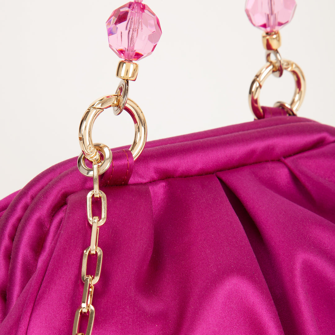 Sirenetta Puffy mini bag in raso di seta e manico gioiello
