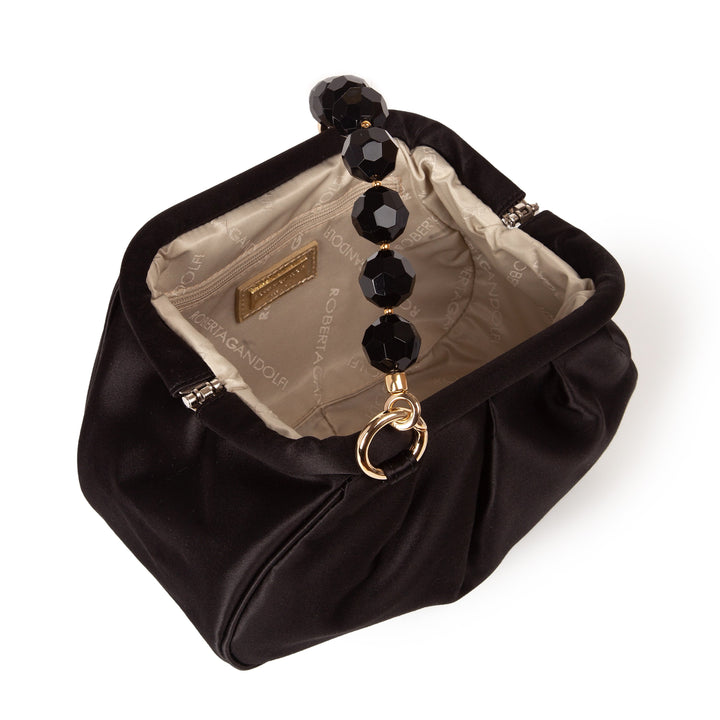Sirenetta Puffy mini bag in raso di seta e manico gioiello