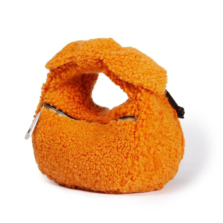 Bunny Teddy mini bag in shearling con tracolla in pelle staccabile