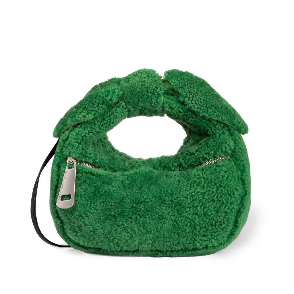 Bunny Teddy mini bag in shearling con tracolla in pelle staccabile