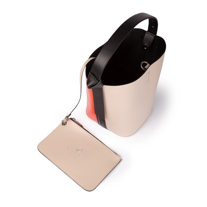 Cinzia Bucket small in pelle bicolor con tracolla staccabile