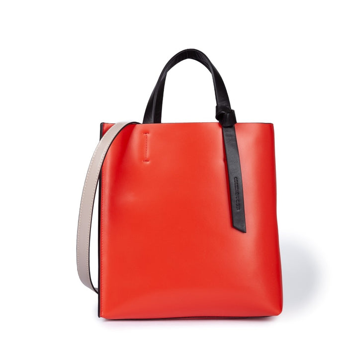 Cinzia Handbag in pelle bicolor e tracolla staccabile