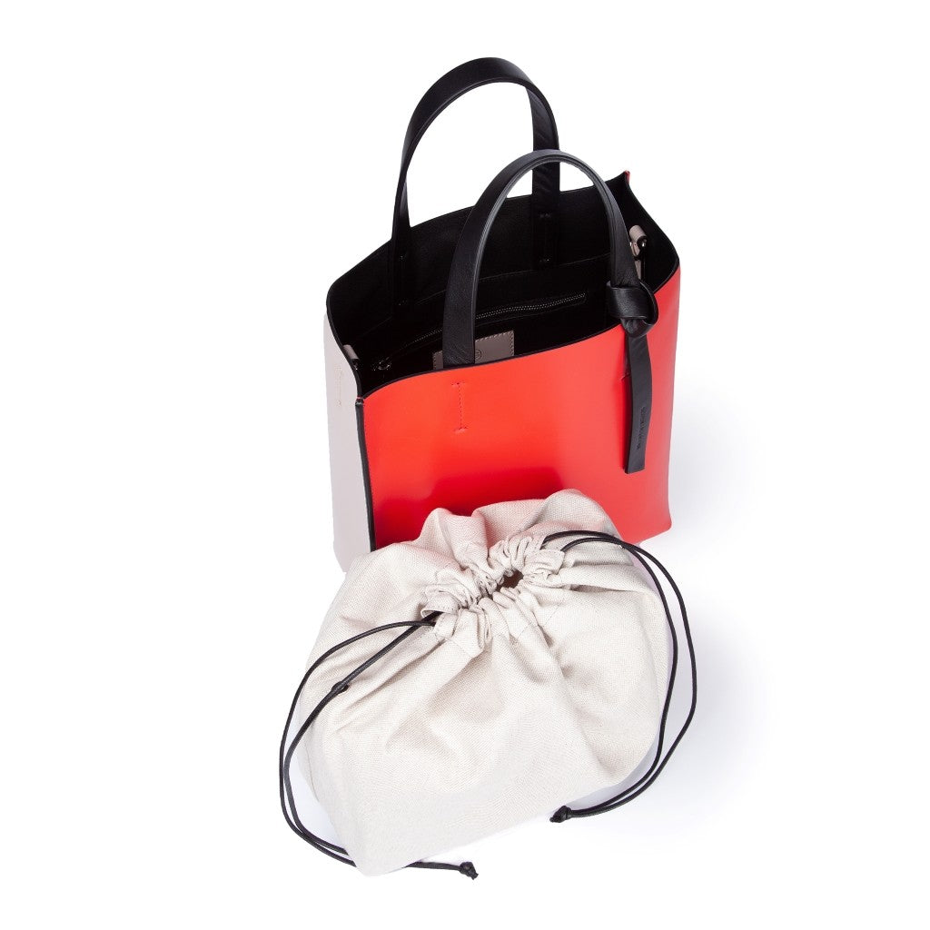Cinzia Handbag in pelle bicolor e tracolla staccabile