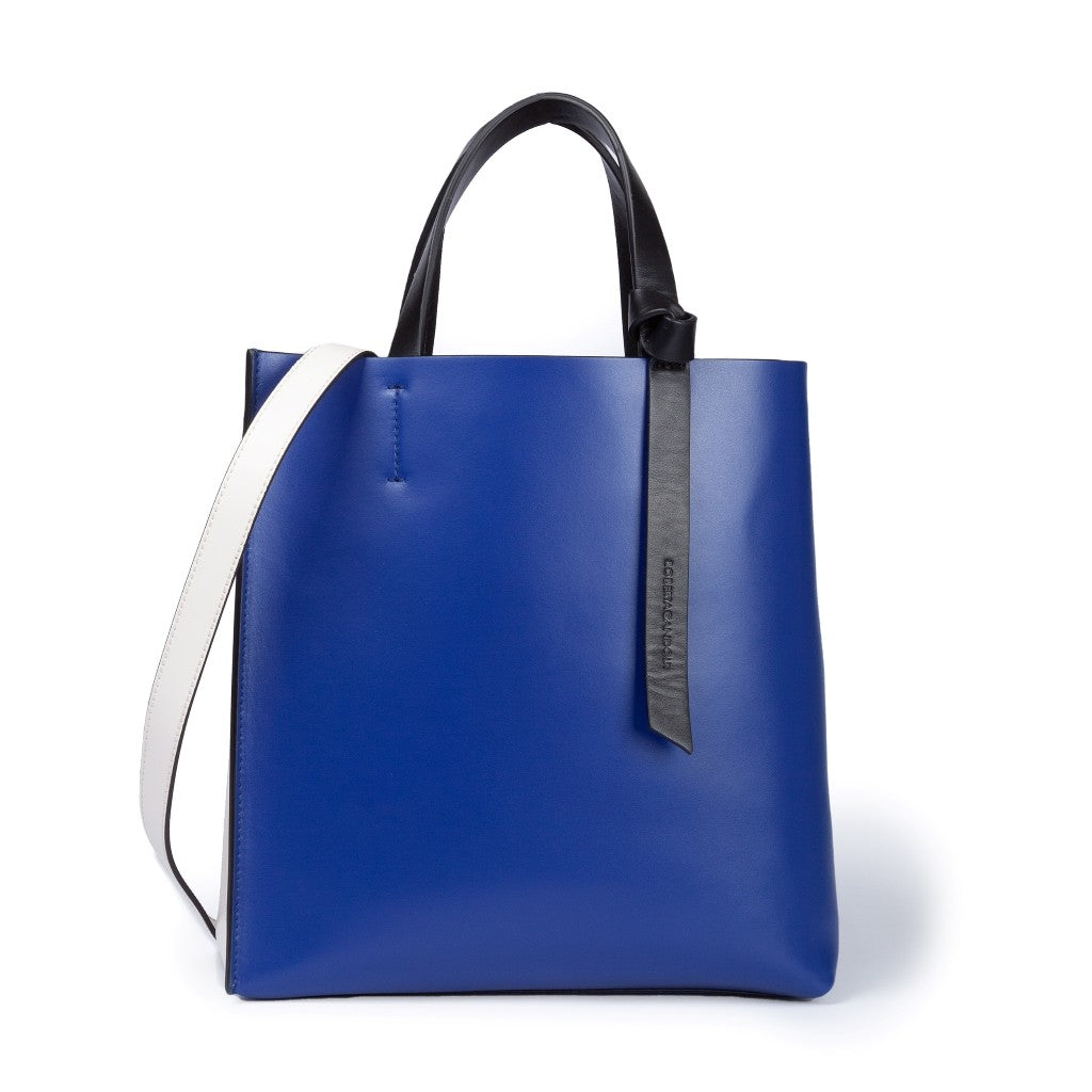 Cinzia Handbag in pelle bicolor e tracolla staccabile