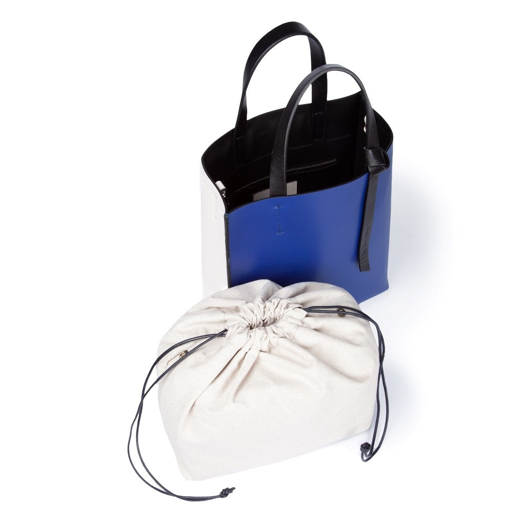 Cinzia Handbag in pelle bicolor e tracolla staccabile