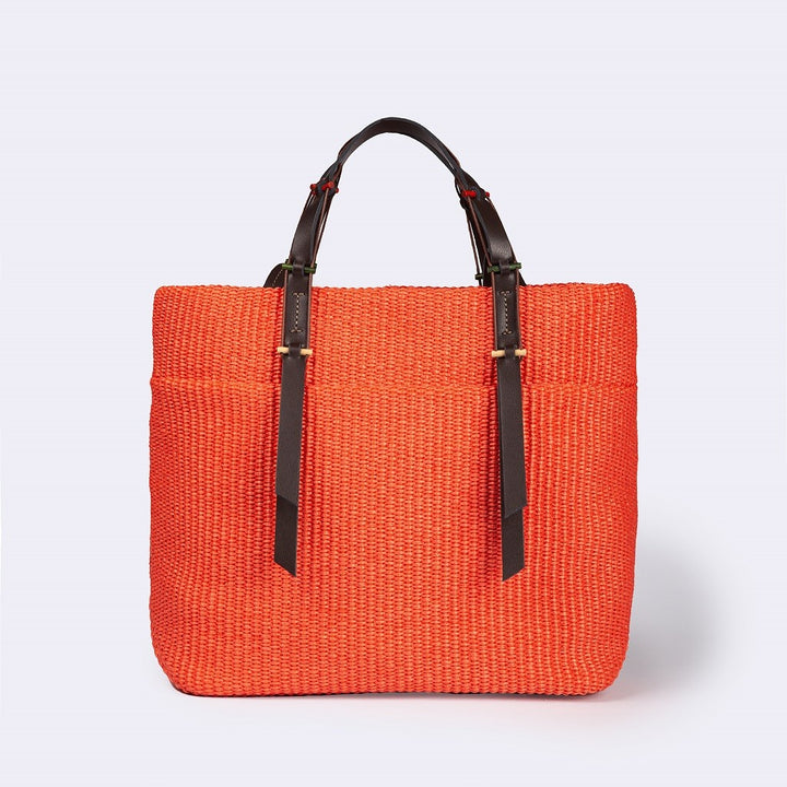 Roberta Gandolfi Fernanda Tote in rafia con finiture in pelle di vitello a doppia portabilità mano o shopping